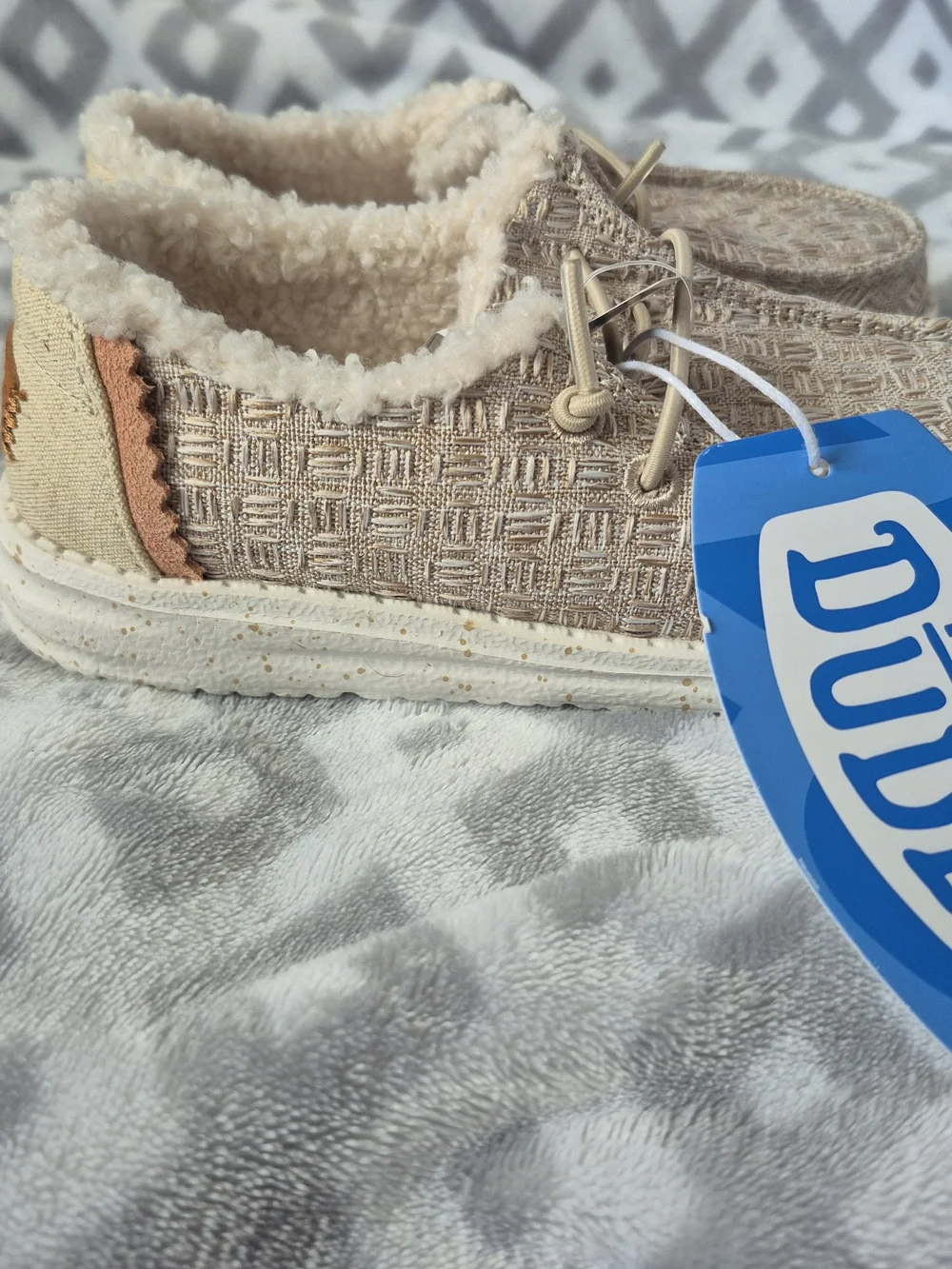 Hey Dude Kids Tan Woven Slip-On Shoes with Plush Lining